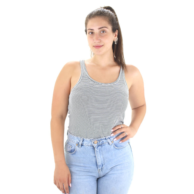 Image for Women's Striped Racer Back Top,Black/White