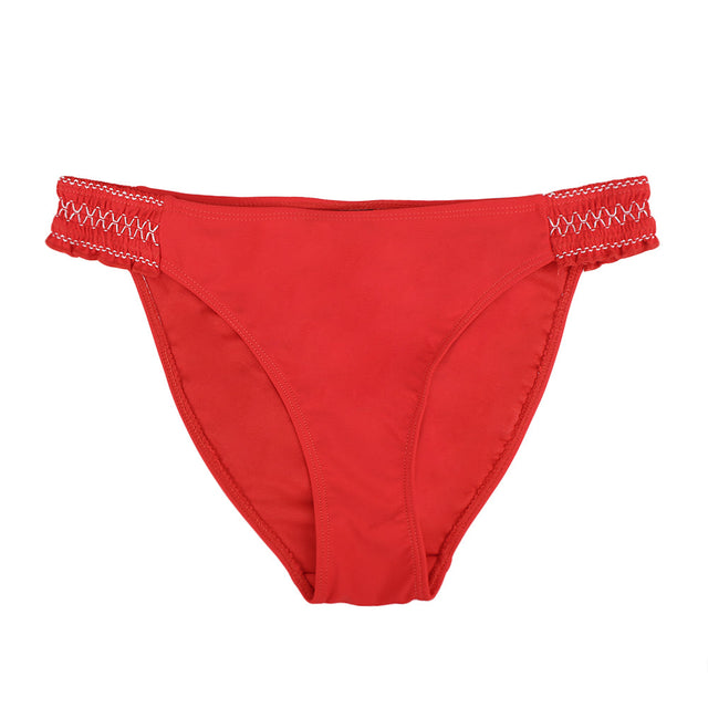 Image for Women's Smocked Side Bikini Bottom,Red
