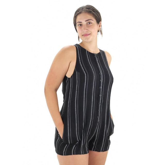 Image for Women's Striped Tie-Back Jumpsuit,Black