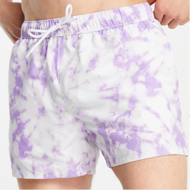 Image for Men's Tie Dye Print Swim Short,Purple/White