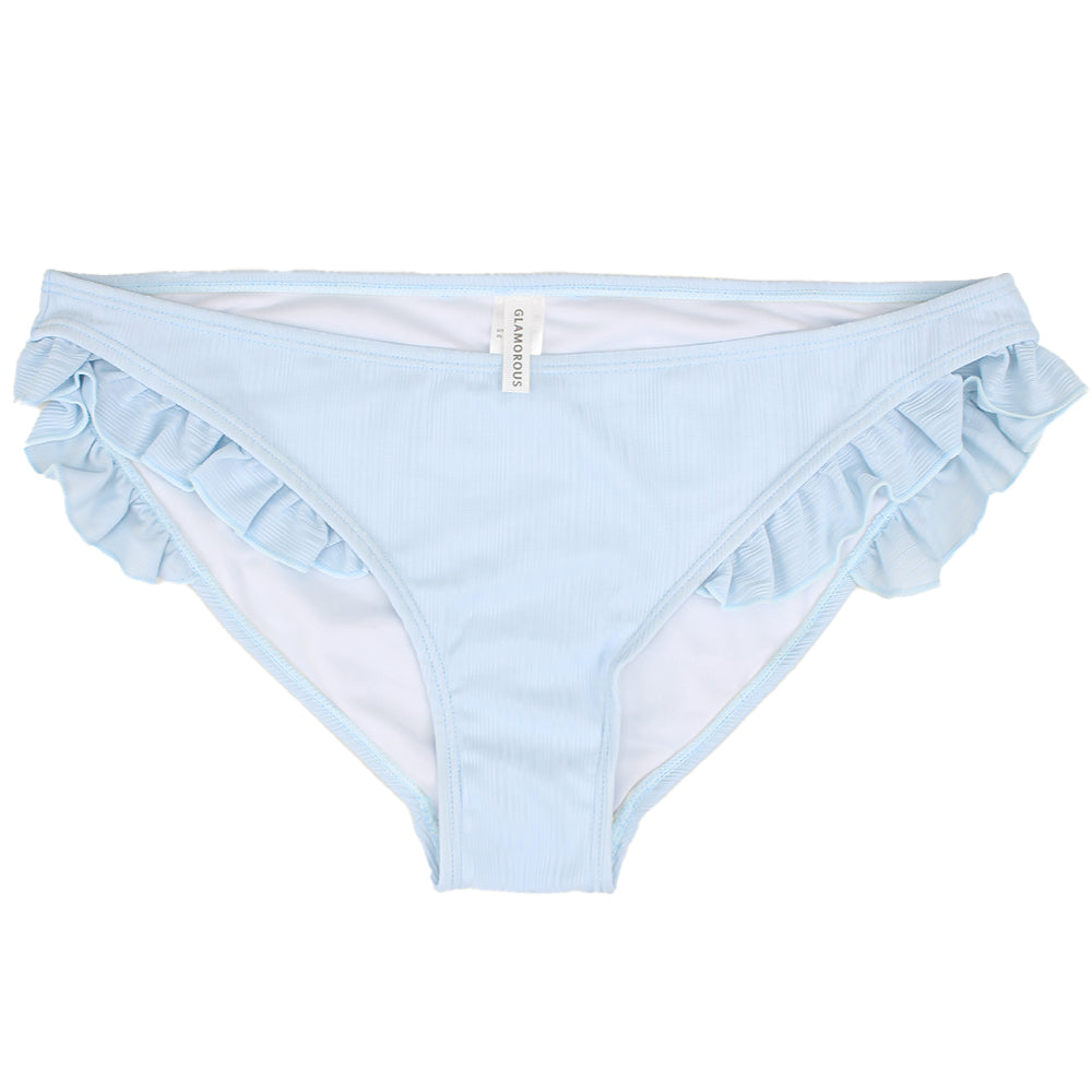 Image for Women's Frill Side  Ribbed Bikini Bottom,Light Blue