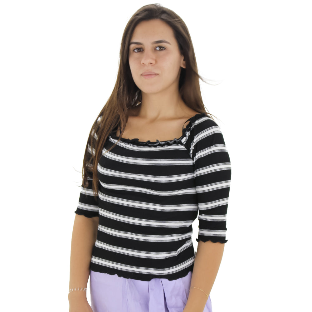 Image for Women's Striped Slim Fit Top,Black