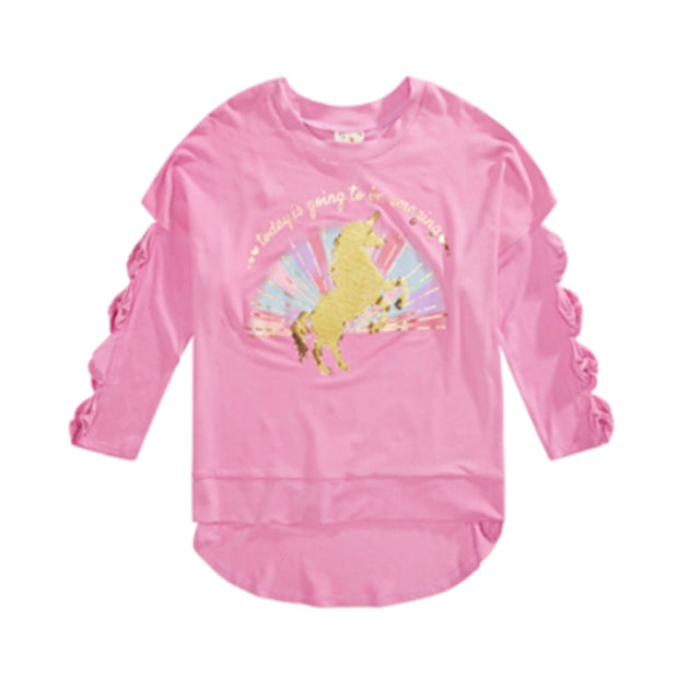 Image for Kids Girl Horse Sequin Print Top,Pink