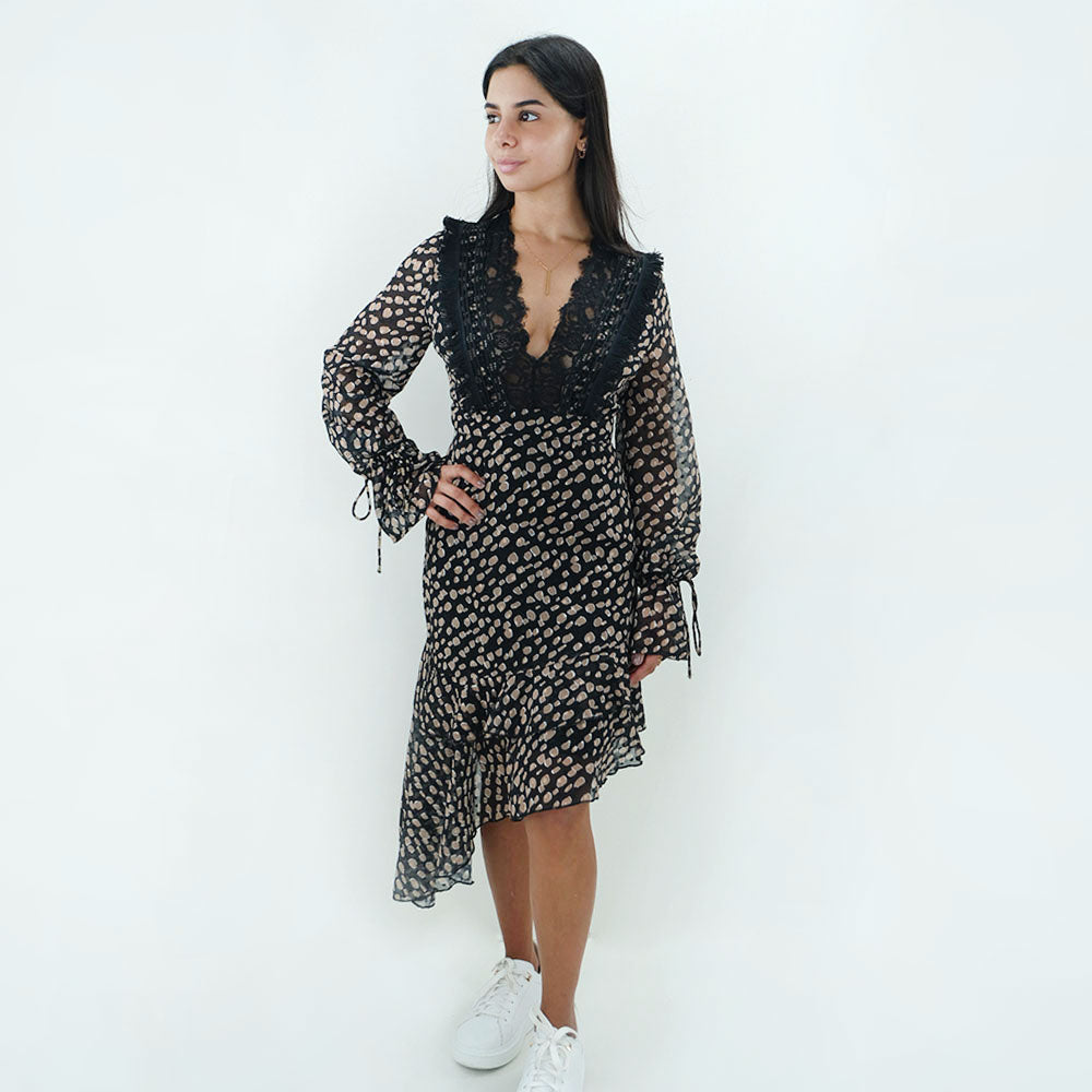 Image for Women's Lace Neckline Dress,Black