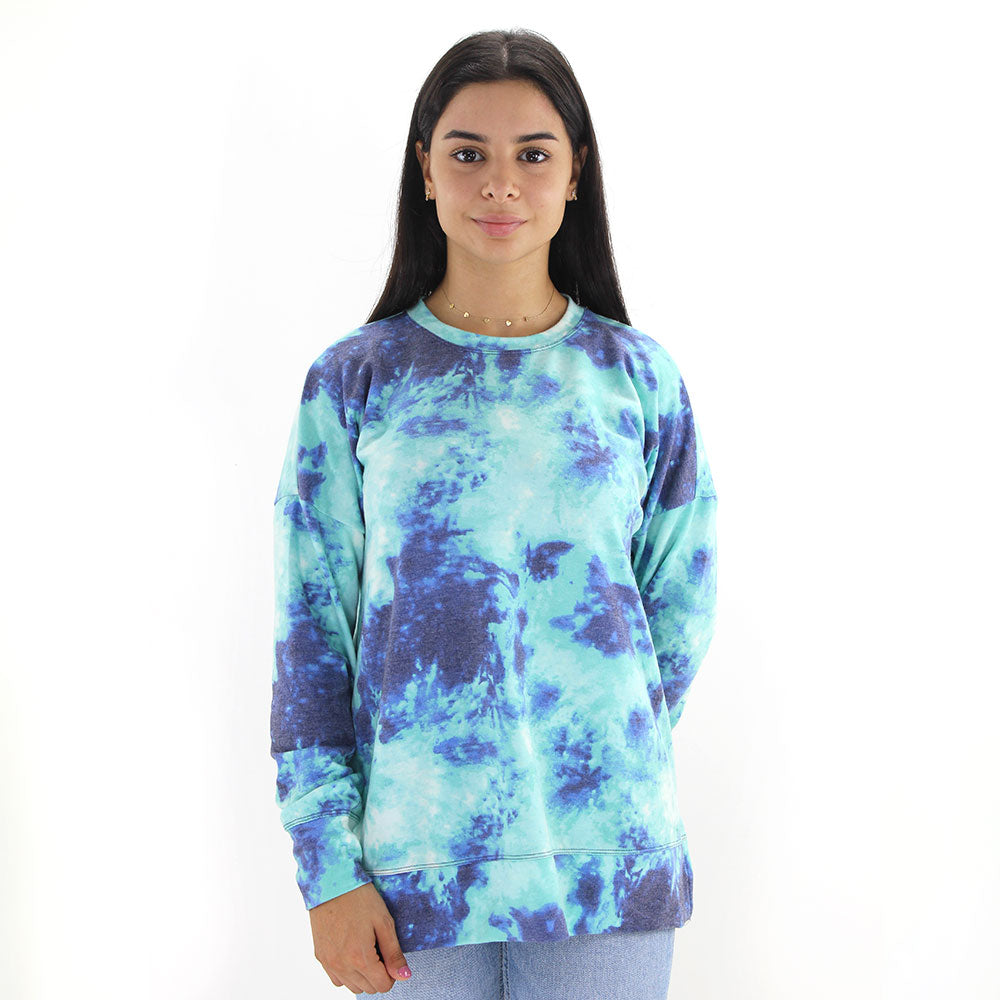 Image for Women's Washed Printed Sweaters,Aqua
