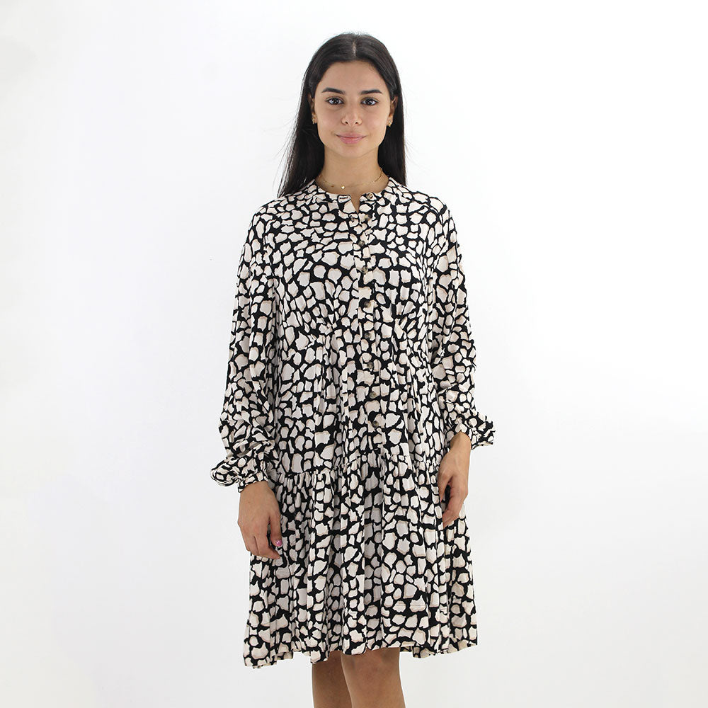 Image for Women's All Over Printed Dress,Black/Beige