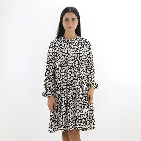 Image for Women's All Over Printed Dress,Black/Beige