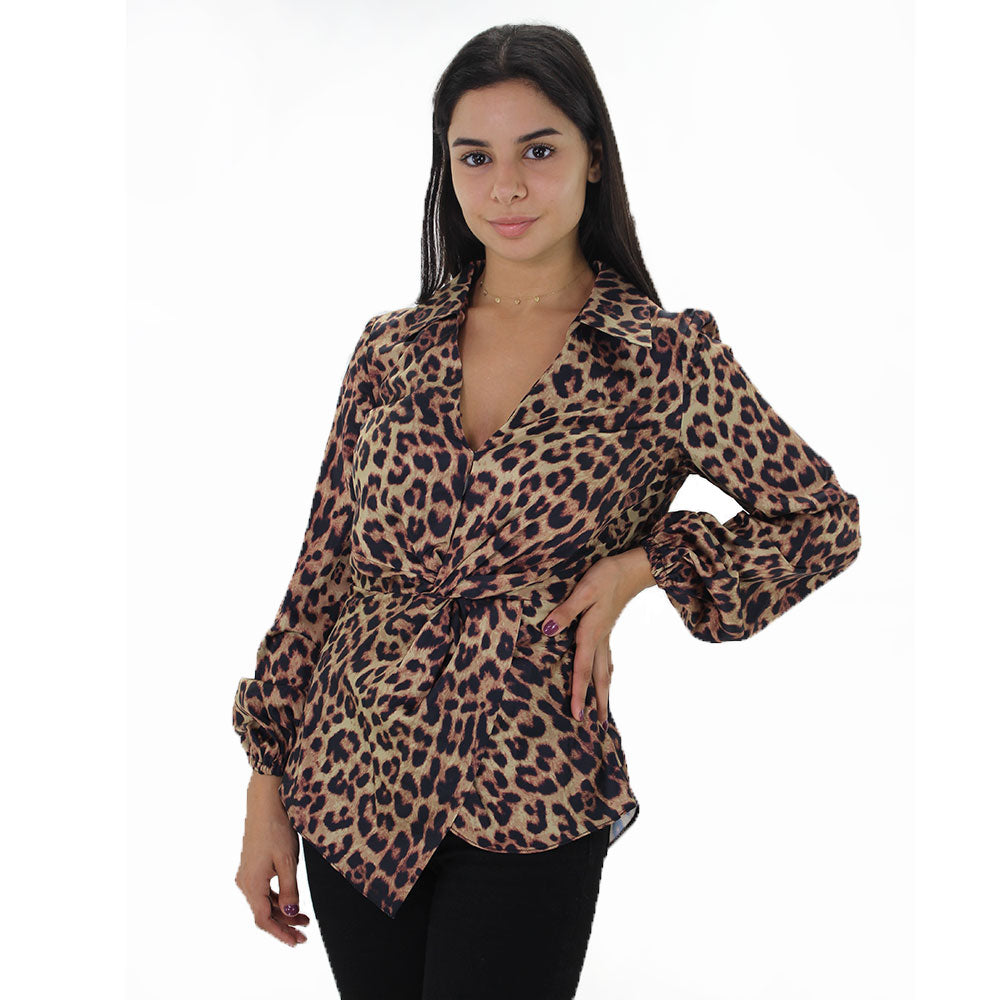 Image for Women's Tiger Printed V-Neck Top,Multi