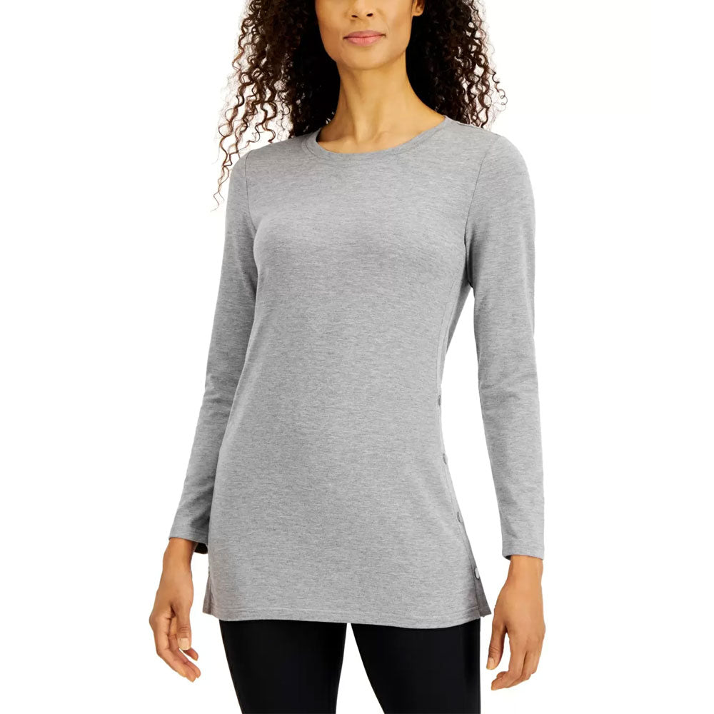 Image for Women's Solid Top With Buttons Design,Grey