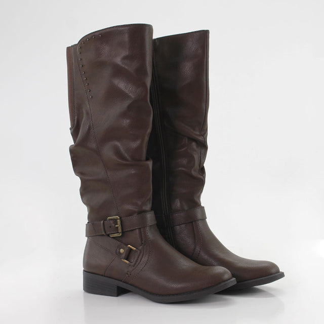 Image for Women's Crisscross Straps Stretch Boot,Brown