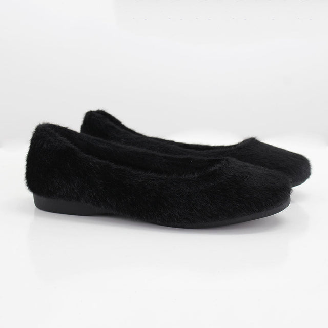 Image for Kids Girl Faux Fur Flat Shoes,Black