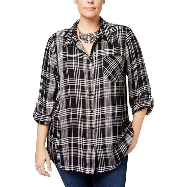 Image for Women's Plaid Pocket-Side Chemise,Black
