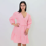 Image for Women's Plaid Short Dress,Pink/White