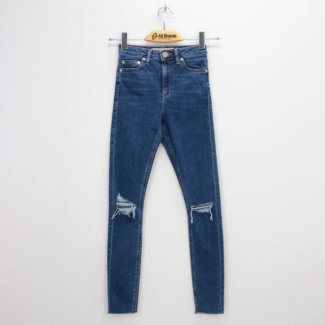 Image for Women's High Rise Slim Ripped Denim Pant,Blue