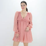 Image for Women's Crochet Smocked Ruffle Dress,Pink