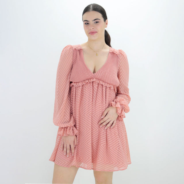 Image for Women's Crochet Smocked Ruffle Dress,Pink