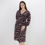 Image for Women's Floral Printed Dress,Burgundy