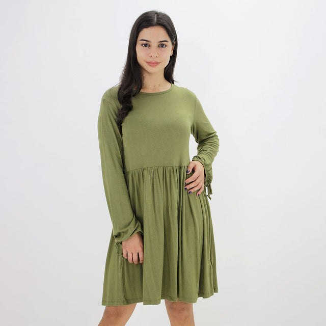 Image for Women's Plain Flare Regular Fit Dress,Olive