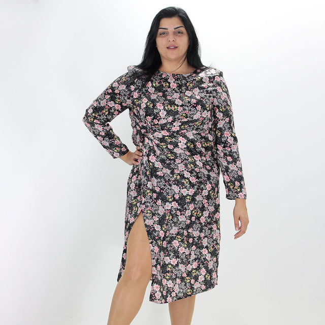 Image for Women's Floral Printed Long Dress,Black