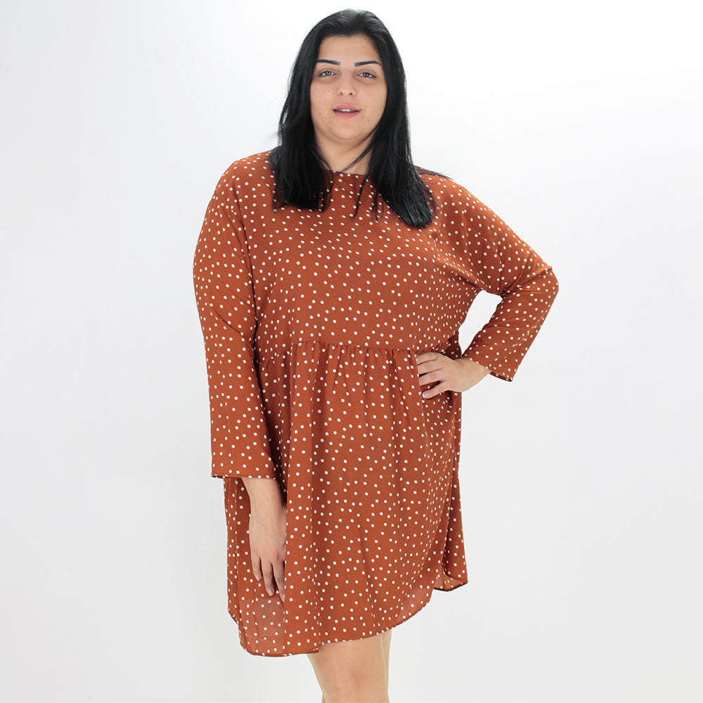 Image for Women's Polka Dot Dress,Brown
