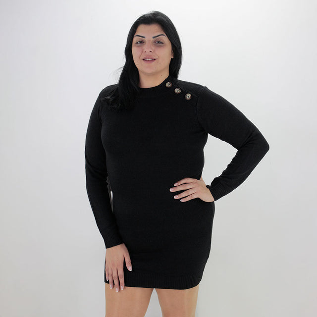 Image for Women's Plain Solid Knitted Dress,Black