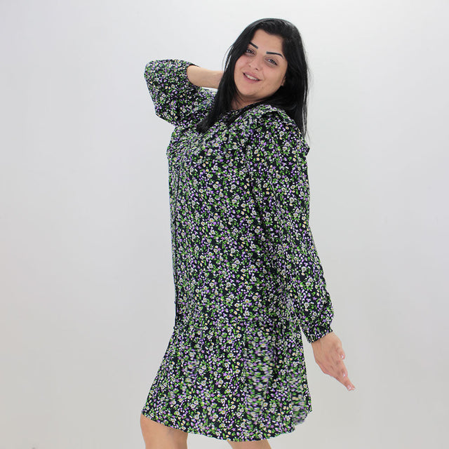 Image for Women's Floral Graphic Printed Short Dress,Black