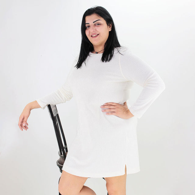 Image for Women's Ribbed Fleece Dress,Off White