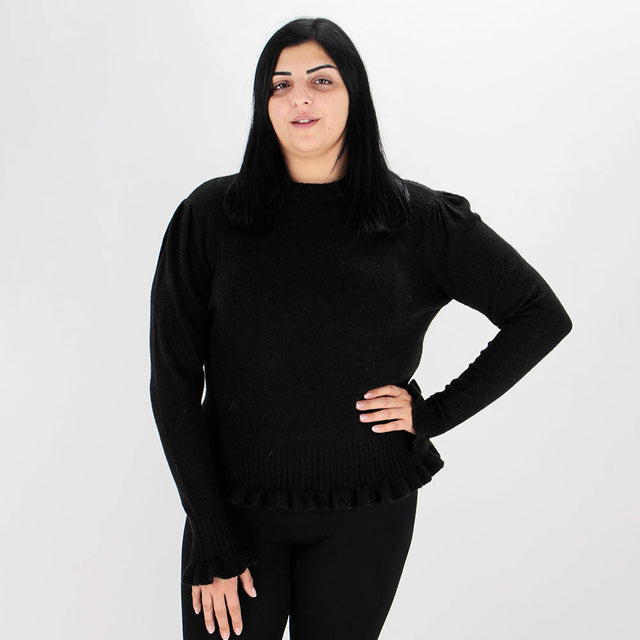 Image for Women's Plain Solid Fleece Sweater,Black
