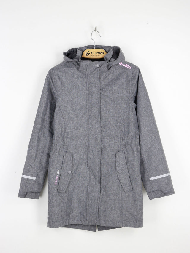 Image for Kids Girl Embroidered Long Jacket,Grey