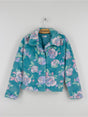 Image for Kids Girl Rose-Print Faux-Fur Jacket,Turquoise