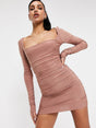 Image for Women's Plain Solid Short Dress,Rosewood