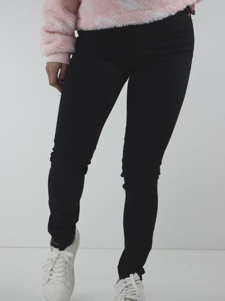Image for Women's Plain Solid Ripped Jeans,Black