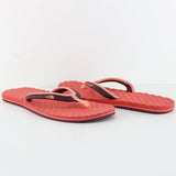 Men's Logo Brand Color Block Slippers,Coral/Burgundy