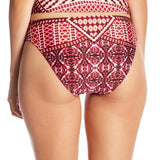 Women's Washed Plaid Bikini Bottom,Burgundy