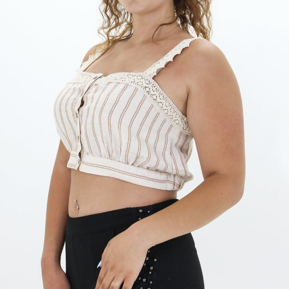 Women's Crochet Crop Top,Beige