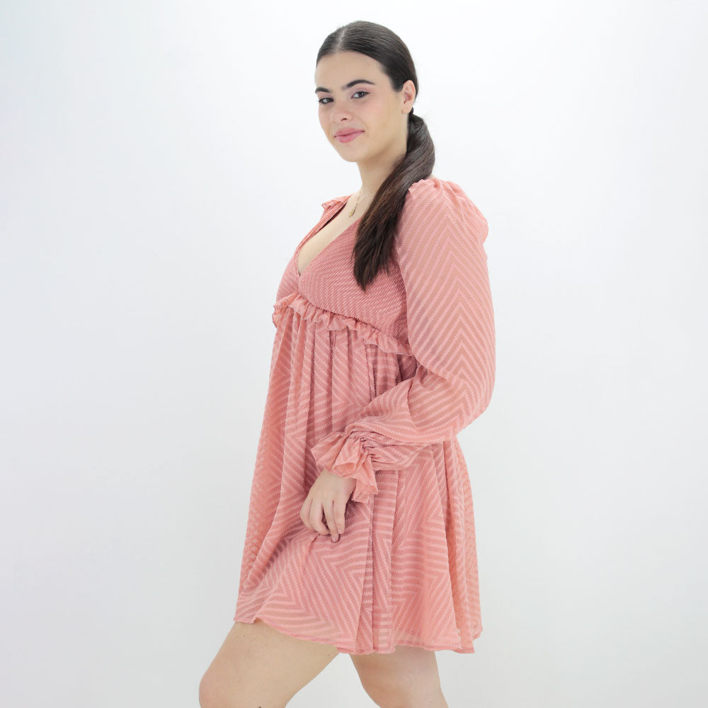 Image for Women's Crochet Smocked Ruffle Dress,Pink