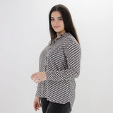 Image for Women's Plaid Printed Dress Shirt,White