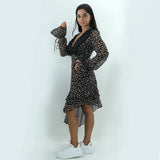 Women's Lace Neckline Dress,Black