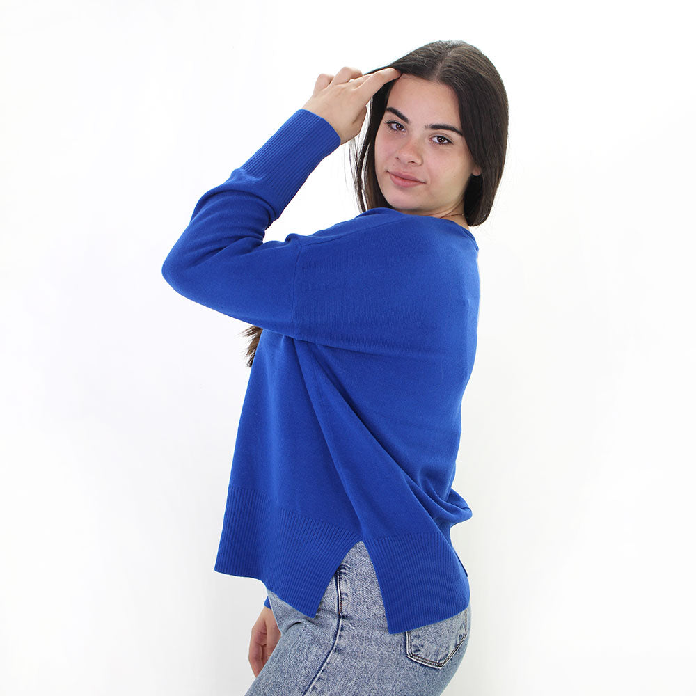 Women's Fleece Plain Solid Sweaters,Blue