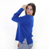 Women's Fleece Plain Solid Sweaters,Blue