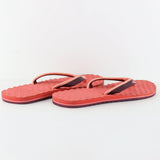 Men's Logo Brand Color Block Slippers,Coral/Burgundy