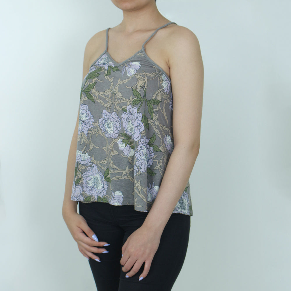 Women's Lace-Up-Back Top,Grey