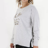 Image for Women's Cotton Graphic Sweater,Light Grey