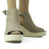 Image for Women's Faux Suede Wedge Sandal,Greige