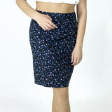 Women's A-Line Floral Midi Skirt,Black