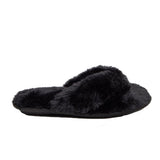 Image for Women's faux fur thong slippers,Black