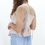 Women's Peplum Plain Casual Top,Beige