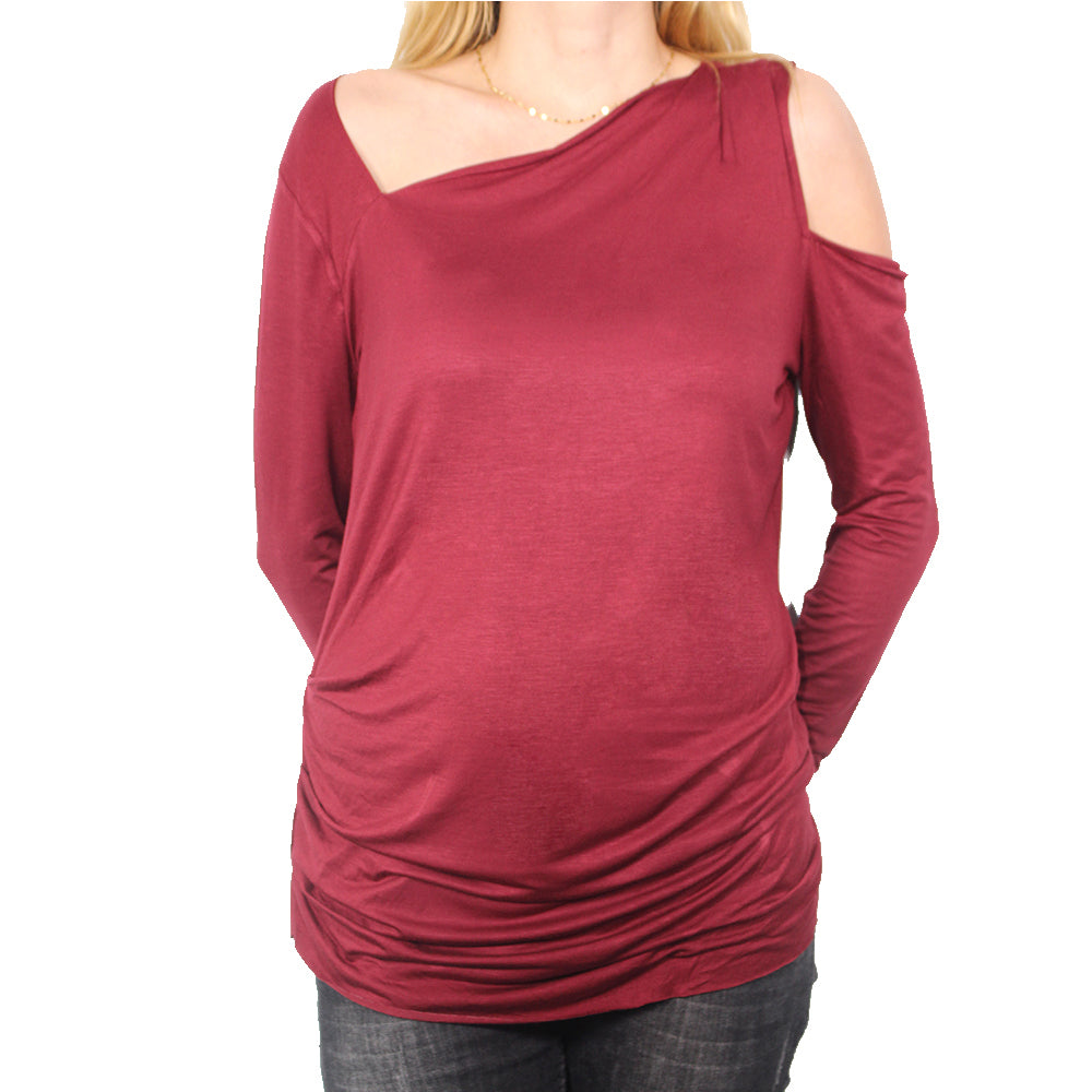 Image for Women's  Solid Casual Top,Burgundy